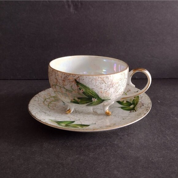 Relco Other - Vintage Relco Japan Porcelain Lily Of The Valley Floral Teacup & Saucer White